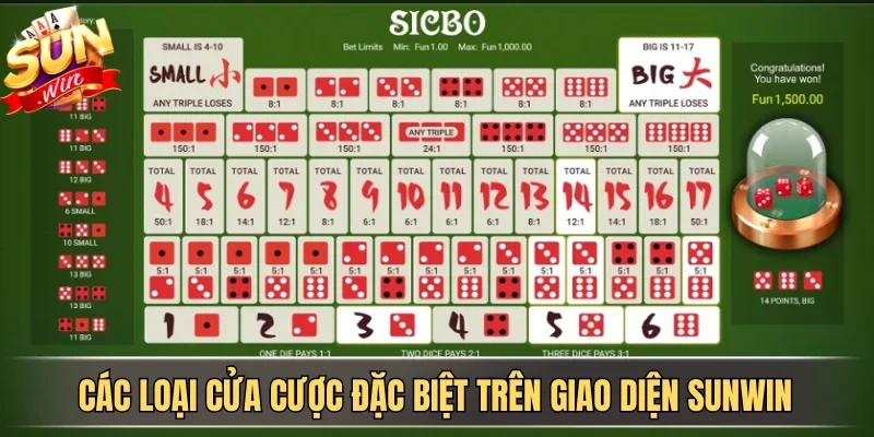 Tài Xỉu KUBET Và Các Dạng Cược Phổ Biến Hiện Nay | Hình số 3 Các loại cửa cược đặc biệt trên giao diện SUNWIN