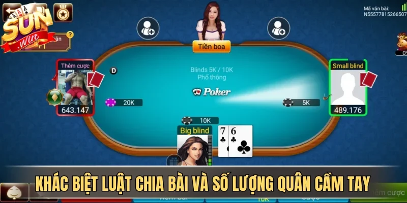 So Sánh Xì Tố Và Poker - Đâu Là Lựa Chọn Khôn Ngoan Cho Bạn? | Hình số 2 Khác biệt luật chia bài và số lượng quân cầm tay trên SUNWIN