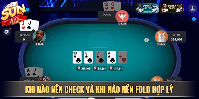 Hướng Dẫn Chơi Poker Cơ Bản Và Quy Tắc All-In Chuẩn Xác | Hình số 3 Khi nào nên Check và khi nào nên Fold hợp lý