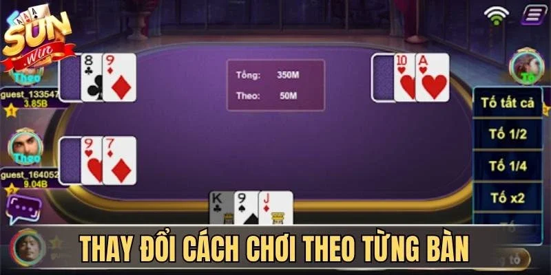 Bí Quyết Tố Bài Xì Tố Chuẩn Cao Thủ Dành Cho Hội Viên Sunwin | Hình số 4 Thay đổi cách chơi theo từng bàn